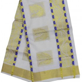 Kerala simple Color Butta Kasavu saree