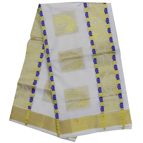 Kerala simple Color Butta Kasavu saree