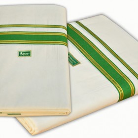 Kerala Mundu with Green and Kasavu Brocade