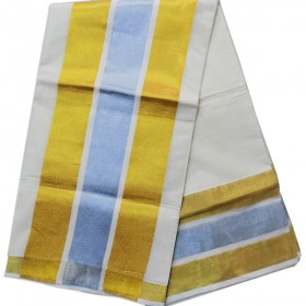 Big Border Silver with Gold Kasavu Saree