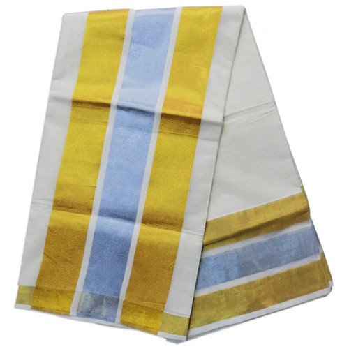 Big Border Silver with Gold Kasavu Saree