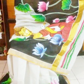 Buddha Hand Painted Kerala Saree