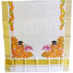 Kerala Kasavu Saree With Devi Mural Painted