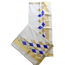 Kerala Settu Mundu Rhombus Patch design