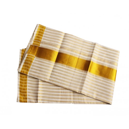 Golden Stripe Kasavu Saree