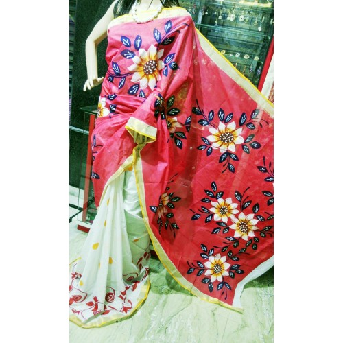 Half Saree Model Hand Painted Kerala Saree