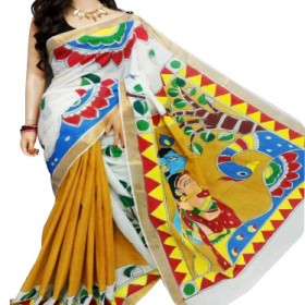 Hand Painted Kasavu Saree Half Saree Model