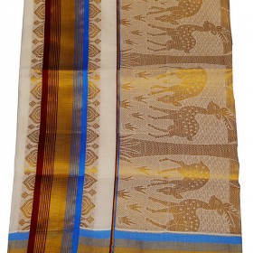 Ivory Cotton Kasavu Saree