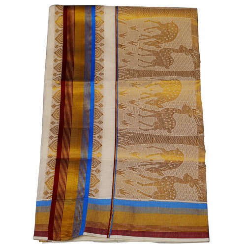 Ivory Cotton Kasavu Saree