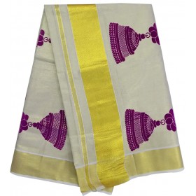 Kasavu Kasavu Saree With Jimmiki Kammal Patch Design 