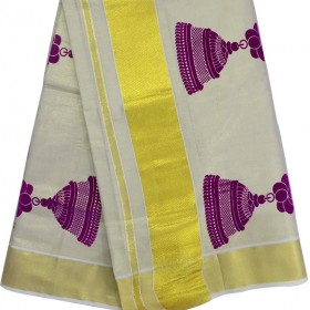 Kasavu Kasavu Saree With Jimmiki Kammal Patch Design 