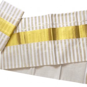 Full Tissue Kasavu Stripe Settu Mundu