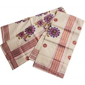 Kerala Embroidery Kasavu Mundu