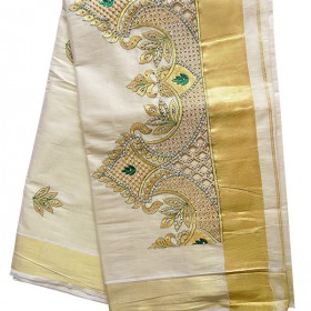 Kerala Fancy Kasavu Saree