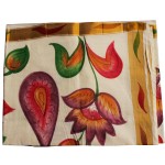 Kerala Mural Flower Print Kasavu Saree