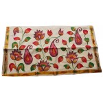 Kerala Mural Flower Print Kasavu Saree