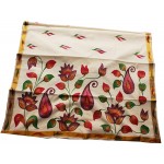 Kerala Mural Flower Print Kasavu Saree