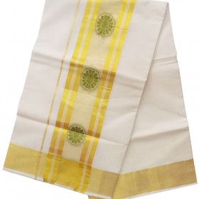 Kerala Flower Butta Kasavu Saree