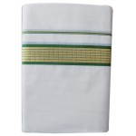 Kerala Green Golden Striped Kasavu Double Mundu