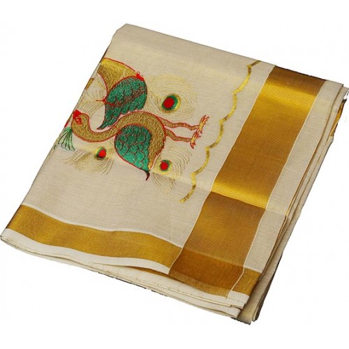 Kerala Kasavu Designer Saree