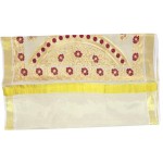 Kerala Kasavu Saree with Rich Embroidery Design