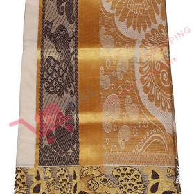 Kuthampully Kasavu Saree with Peacock Design