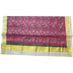 Kerala Simple Flower Design Kasavu Saree