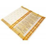 Kerala Kasavu Saree with Golden and Orange Brocade