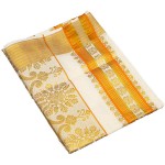 Kerala Kasavu Saree with Golden and Orange Brocade