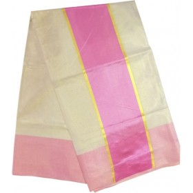 Kerala Tissue Saree With Pink Border