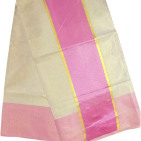 Kerala Tissue Saree With Pink Border