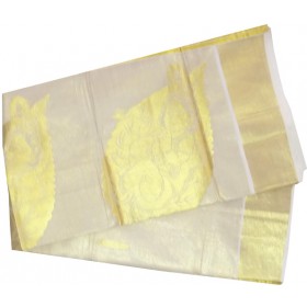 Kerala Kasavu Tissue Saree Krishna Emboss