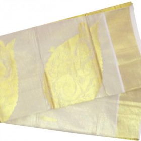 Kerala Kasavu Tissue Saree Krishna Emboss