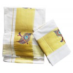 Mayilpeeli Embroidery Kasavu Settu Mundu