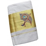 Mayilpeeli Embroidery Kasavu Settu Mundu