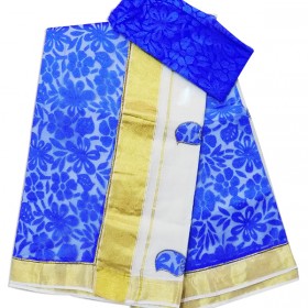 Net Patch Kasavu Saree