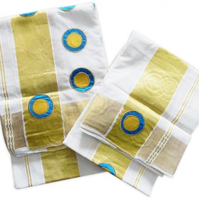 Trendy Patch Kasavu Mundu