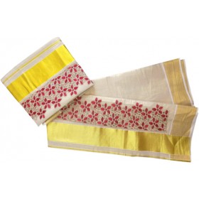 Onam Brocade Design Kasavu Tissue Settu Mundu