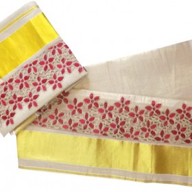 Onam Brocade Design Kasavu Tissue Settu Mundu