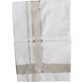 Kerala Silver and Grey combination Double Mundu