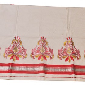 Kerala Special Embroidery Kasavu Saree