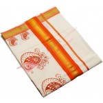 Kerala Special Mambazham design Print Kasavu saree