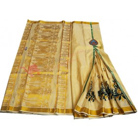 Kerala Special pleats Stiched Kasavu Saree