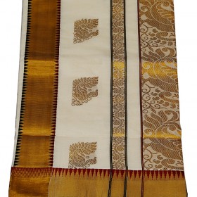 Kerala Traditional Temple Design Kasavu Saree