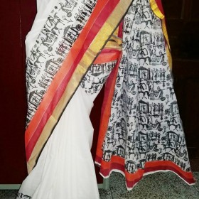Theme Handpainted Kerala Saree