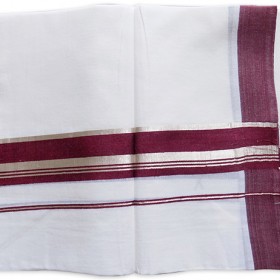 Kerala Thick Maroon Border Double Mundu