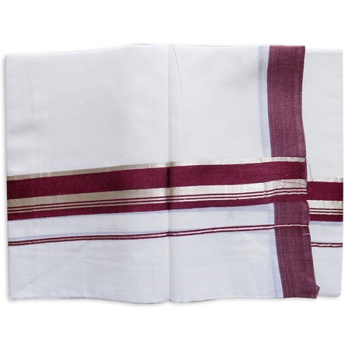 Kerala Thick Maroon Border Double Mundu