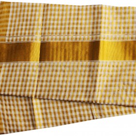 Kerala Tissue Check Kasavu Saree