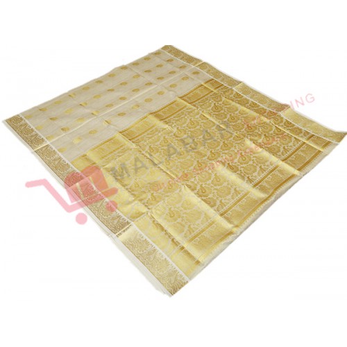 Kerala Kasavu Full Tissue Embossing Saree