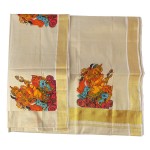 Devi Mural Design Tissue Kasavu Saree